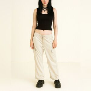 Vintage Rue 21 Cargo Pants XL Beige Low Rise Y2K Emo Grunge Wide Leg 100% Cotton